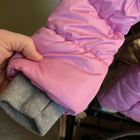 Little Girls Pink Puffer Fleece Lined Hooded Faux Fur Snow Jacket 4/5T - Picture 3 of 8